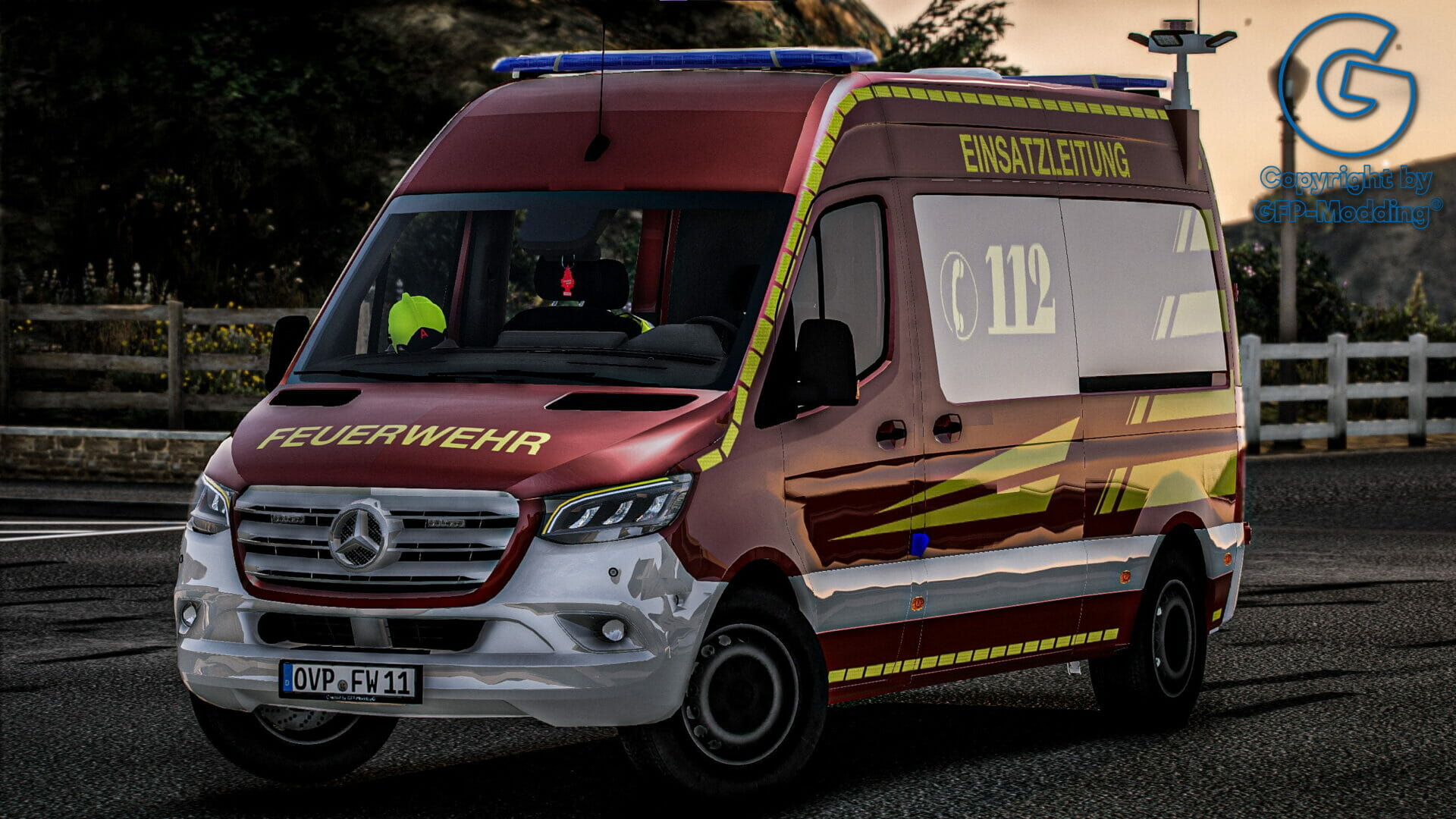 Mercedes Sprinter 2019 ELW Feuerwehr Mecklenburg-Vorpommern [ELS] [REFLECTION]